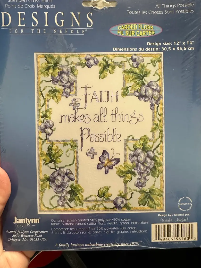 NEW, Janlynn 056-0163 FAITH makes"All Things Possible"  Cross Stitch Kit