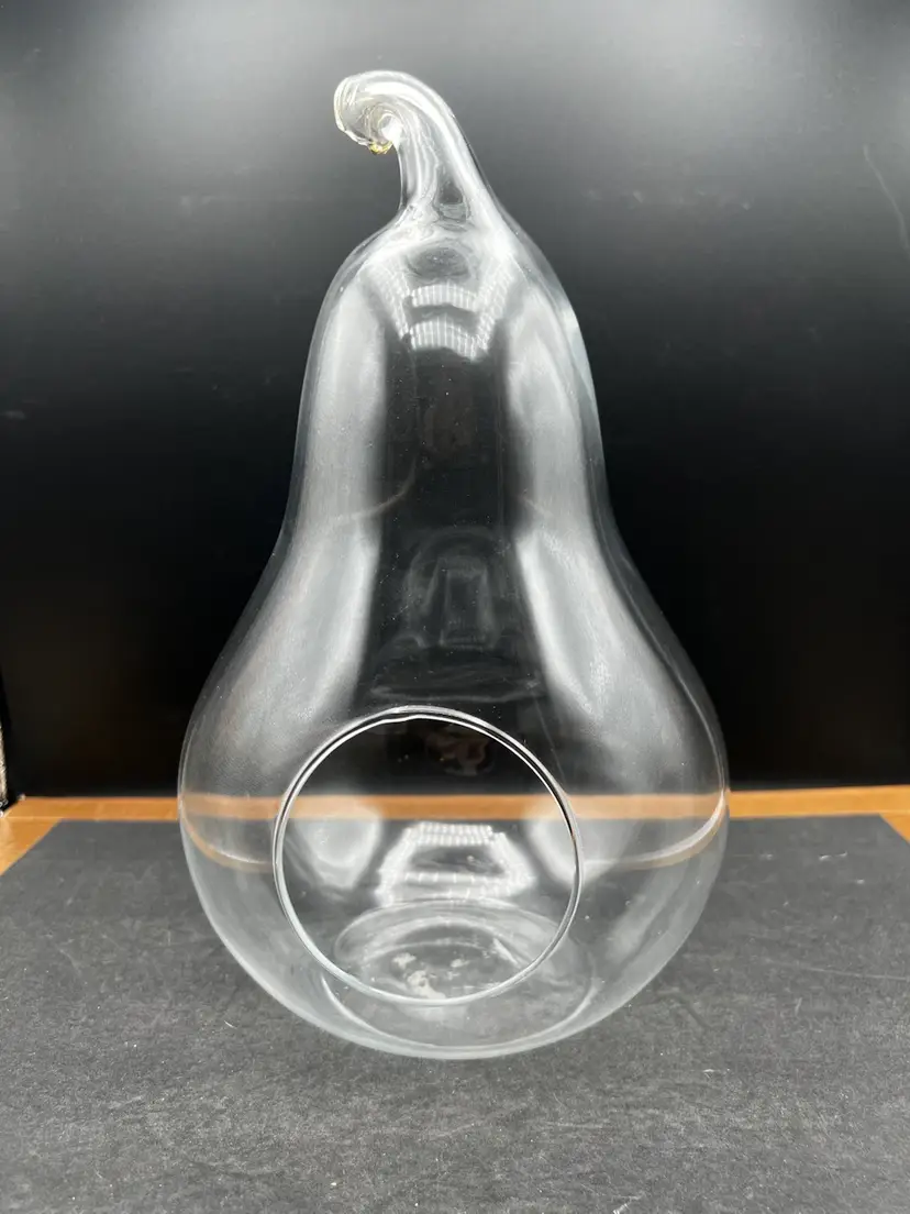 #589B Vintage Large Clear Pear Shaped Glass Bottle Garden/Terrarium