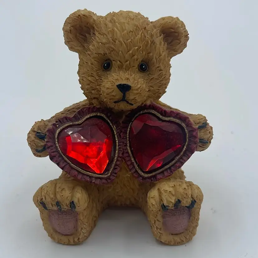 Bear Holding 2 Red Hearts 3”