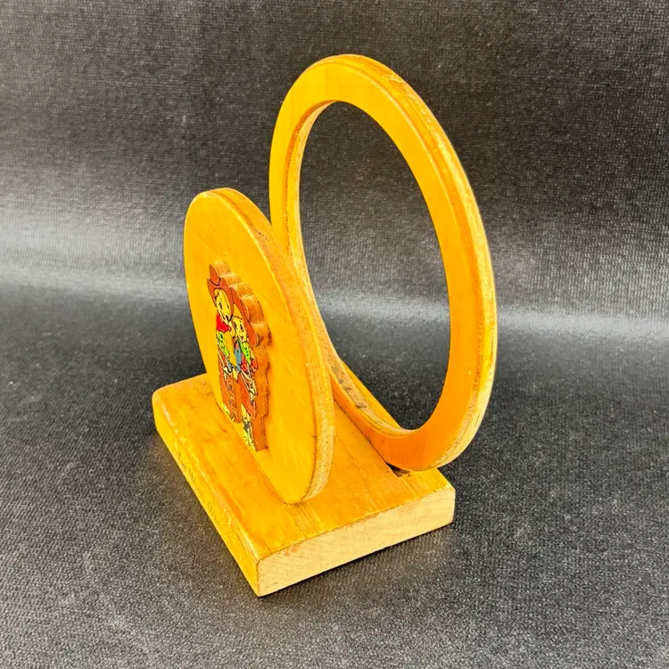 Vintage Wooden Cowboy Cowgirl Souvenir Napkin Holder Kitsch