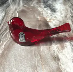 Pilgrim Red Glass Bird of Happiness Figure