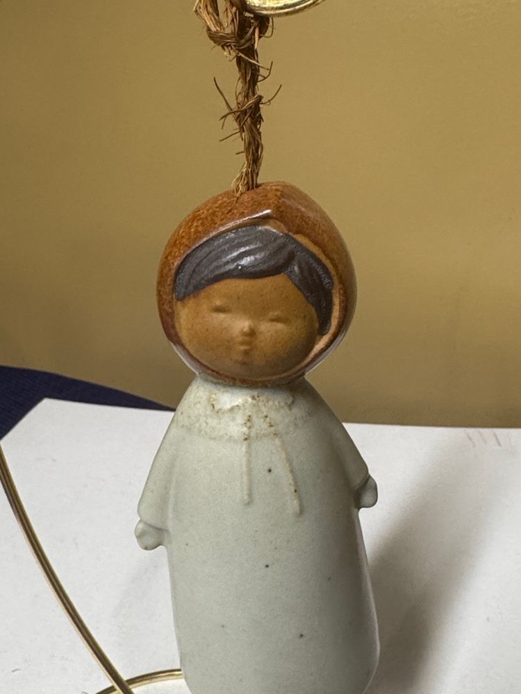 UCTCI Hanging Doll Stoneware Art Pottery Scandinavian Girl Doll Bell wind chime