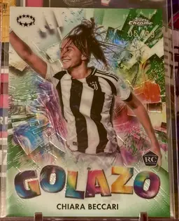 Chiara Beccari 2024/25 Topps Chrome UWCL Golazo Green /99 Juventus Italy Soccer Card