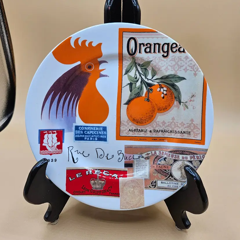 Rosanna Orange Chicken 7.75" Salad, Dessert Plate, Italy