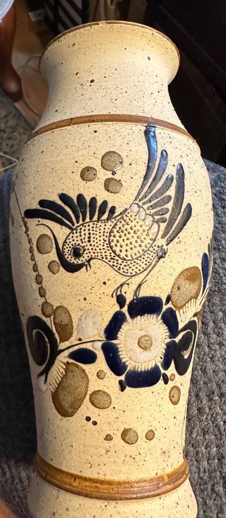 Vintage Mexican Ceramic Vase/ Pottery Hand Made  Folk Art  Mexico