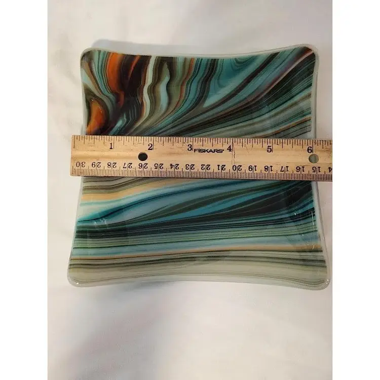 Retro Swirled Glass Square Plate