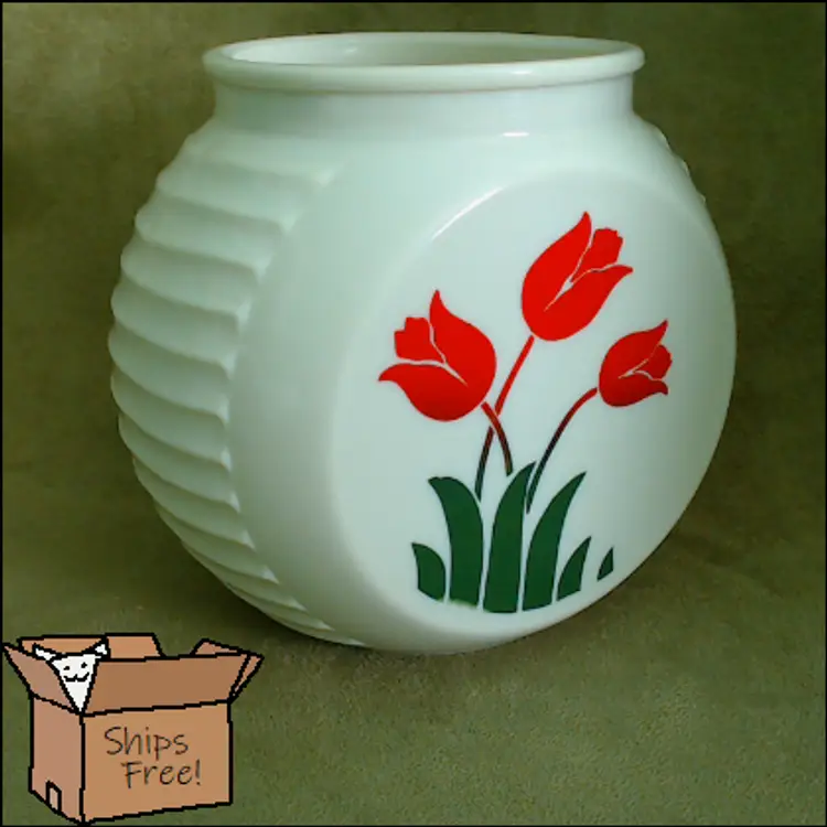 Vintage Tulip Pattern Milk Glass Canister | Vitrock Milk Glass Grease Jar Size Kitchen Canister | UV Reactive Glass | 1930s Hocking Glass / Fire King
