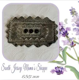 Vintage Silver Tone Hand Made Rectangular Brooch With Black Acrylic Beads