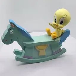 Vintage 1999 Tweety Bird Rocking Horse Figurine 7 x 5 1/2" Warner Bros. Studios