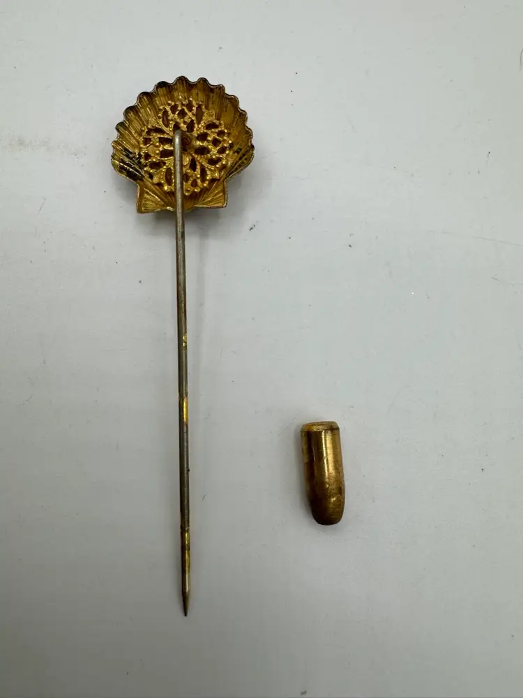 Vtg Scallop Sea Shell 2.5" Stick Pin Gold Tone Miriam Haskell