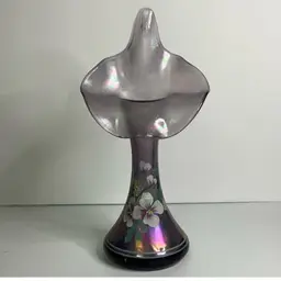 0011 Fenton Purple Iridescent Jack In The Pulpit Hand Painted Vase