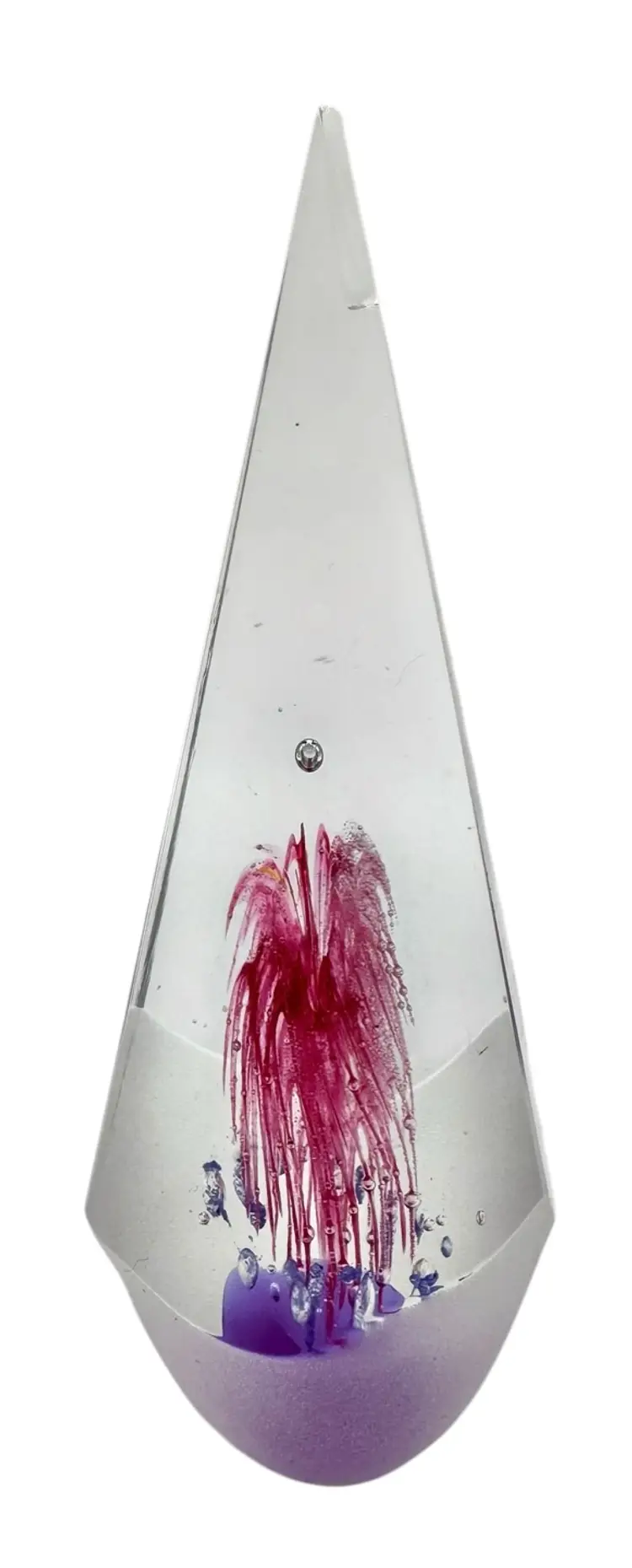 Dynasty Glass Heirloom Collection Paperweight Obelisk Purple Pink 6.25” READ