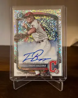 2025 Bowman Baseball CPA-TB Travis Bazzana Speckle Refractor Auto /299 - Cleveland Guardians