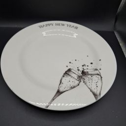 Happy New Year Epoch Plate Set Of 4 Salad/Desert With Champagne Glass Design Y2K