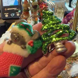 Christmas Tree And Mouse Brooches
