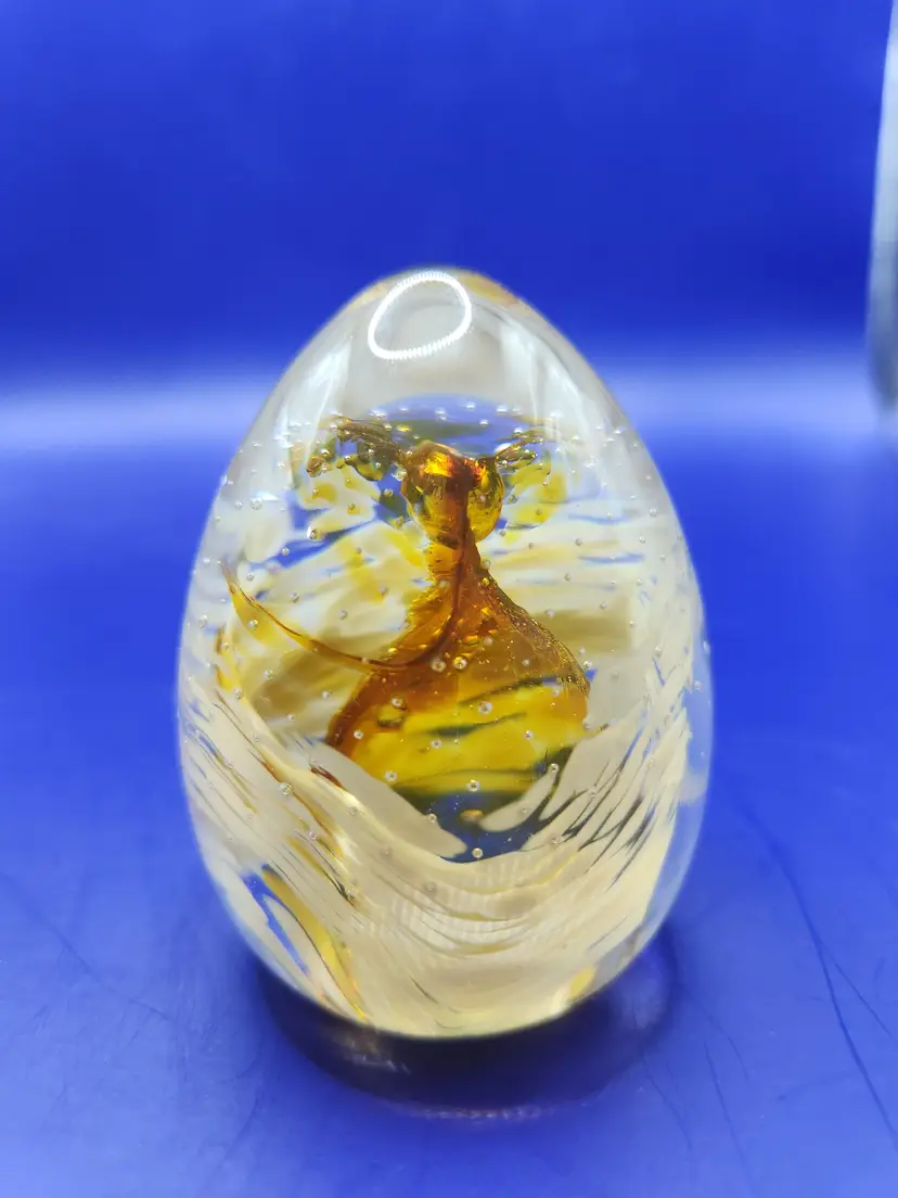 Caithness BLESSING Gold Yellow White Paperweight - Scotland