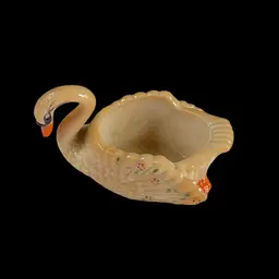 Vintage Boyd’s Glass Carmel Slag Glass Swan Salt Cellar