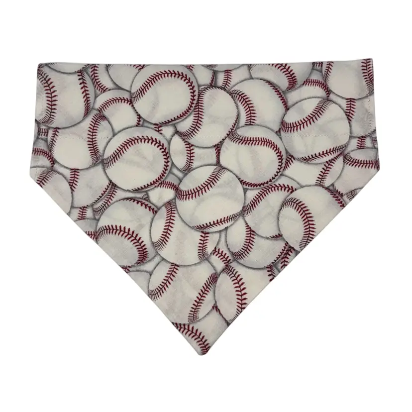 Dog Bandana Medium Baseball Sports Print Dog Handmade Size 9.5” Wide