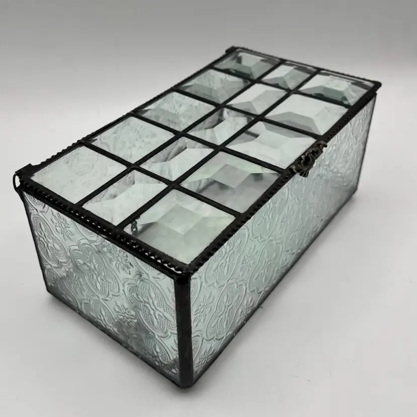 Clear & Iridescent Stained Glass Jewelry Box