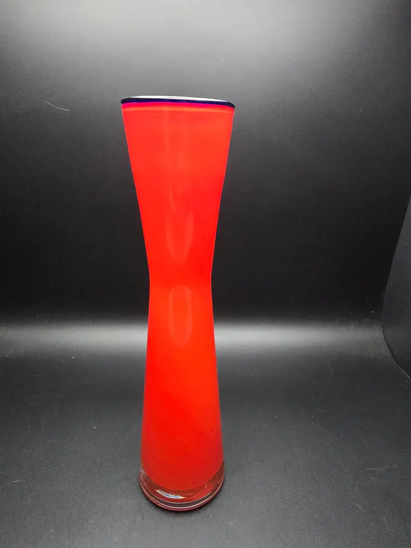 Brilliant Orange Vintage MCM Cased Art Glass Vase