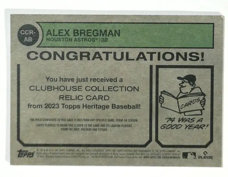 2023 Topps CCR-AB Heritage Alex Bregman Houston Astros Game Used Bat Relic Baseball