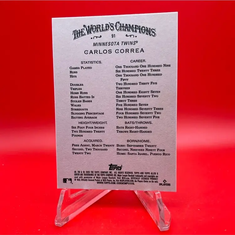 Carlos Correa 2025 Topps Allen & Ginter Foil Filagree Minnesota Twins