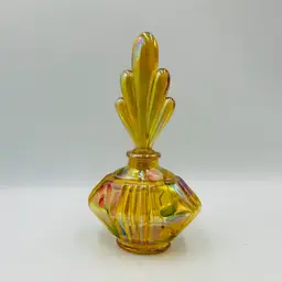 Fenton Gold Iridescent Glass Art Deco Style Painted Perfume Bottle