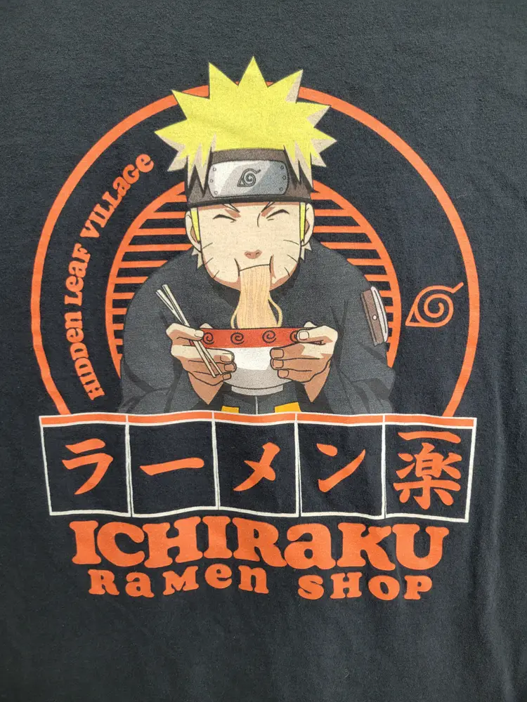 Naruto Ichiraku Ramen Shop Men's Black Graphic T-Shirt Medium