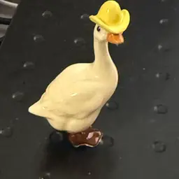 Vintage Duck Yellow Hat Porcelain Figurine 2.5"