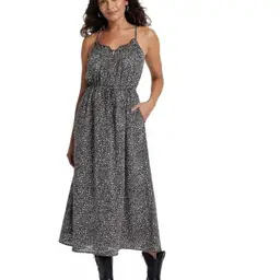 Universal Thread Women's Smocked Midi Sundress Black/Cream Abstract