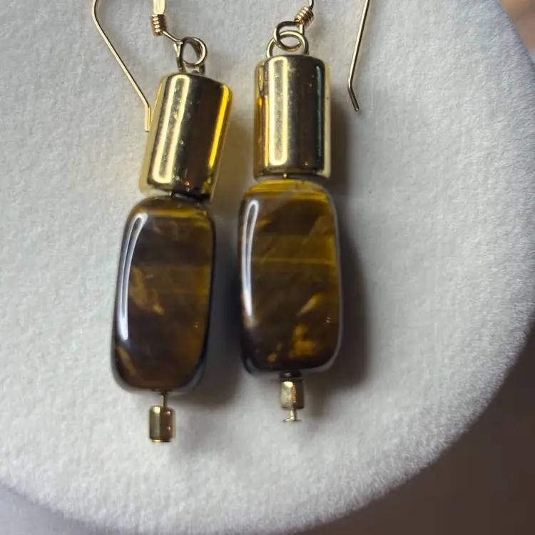 Tiger’s Eye Earrings - 14k Gold Hooks