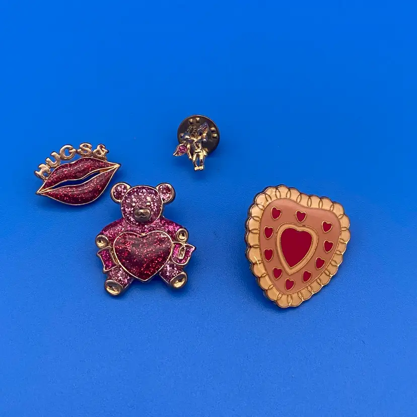 Vintage Lot of 4 Different Valentines Day Themed Brooches & Pins