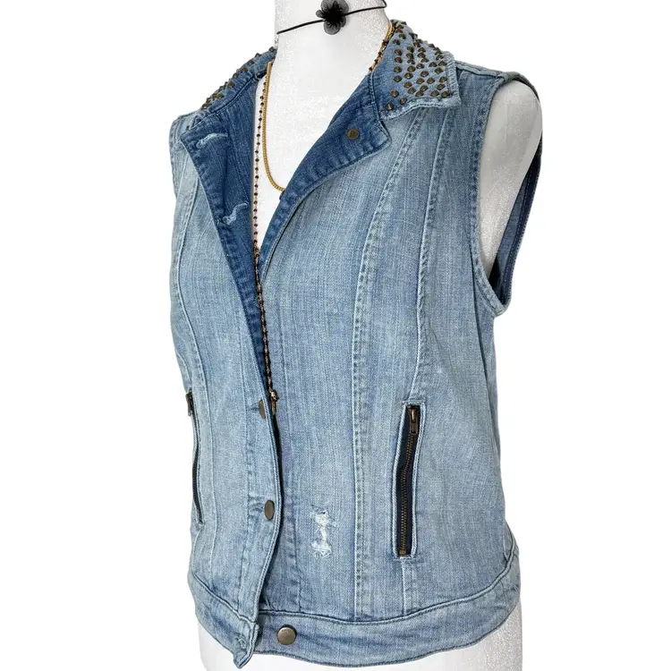 Guess Studded Denim Vest Y2K Size S