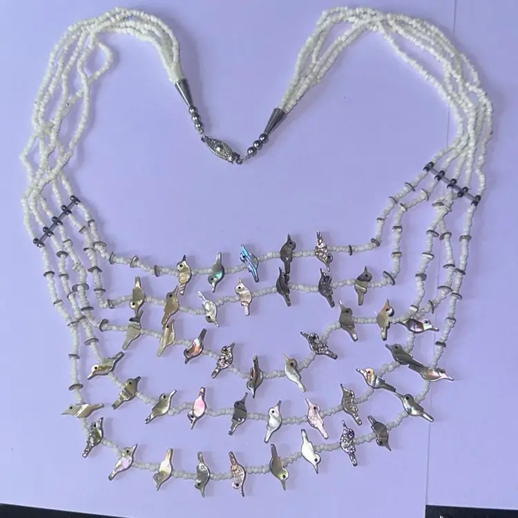 Abalone Fetish With 5 Layers Of Necklace Vintage UV Reactive To A Black Light