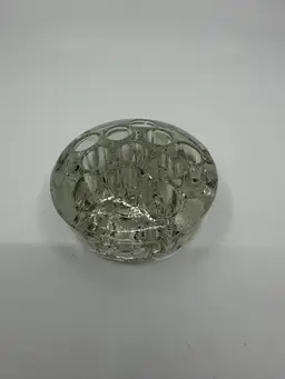 Vintage 11 Hole Clear Glass Footed Flower Frog