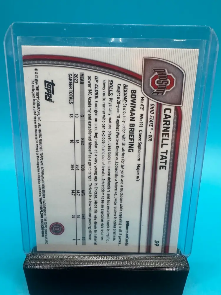 Carnell Tate 1st Bowman Chrome U Sapphire Ohio State Buckeyes