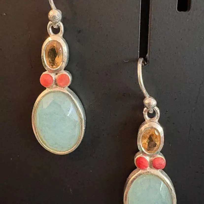 Sterling Chalcedony Bezel Drop Earrings