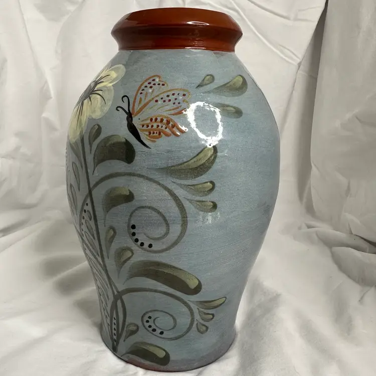 VTG RARE Eldreth Redware Pottery Signed 2004 KMC Vase Crock Folk Art