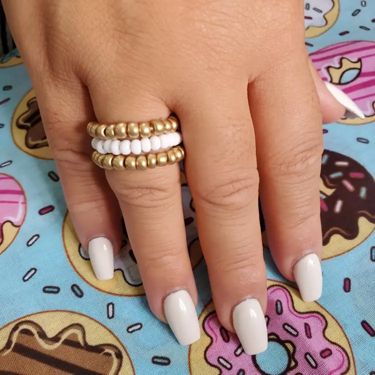 Seed Bead Flexible Ring Set - Wedding Cake