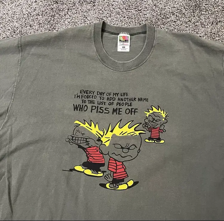 Vtg Calvin And Hobbes Shirt Mens XXL Comic 90s People Who Piss Me Off Made USA