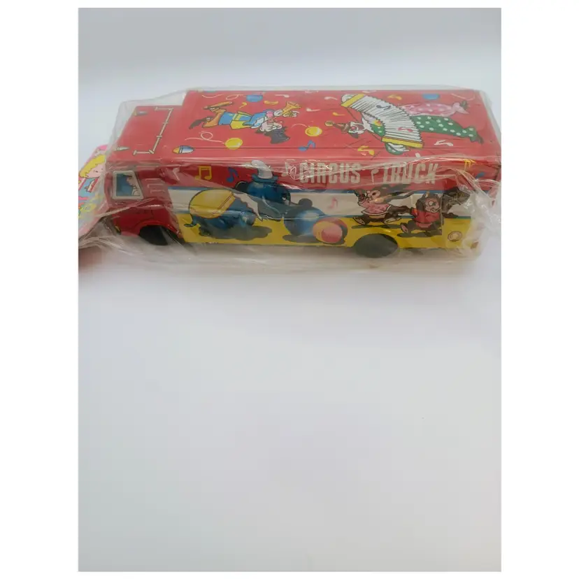 Vintage 1960s Lucky Toy Tin Circus Truck Toy from Japan.