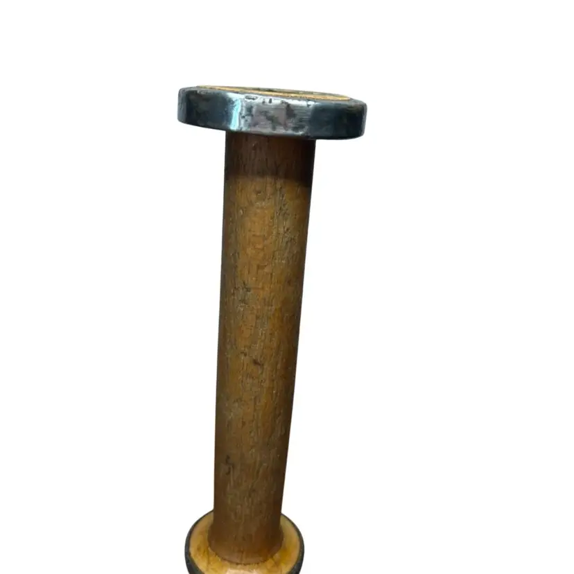 Vintage Wood And Metal Spool @9 1/2”tall