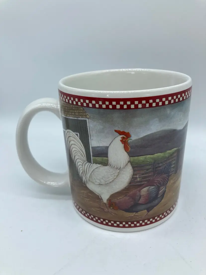 Noble Excellence Chicken Scratch Mug, White Rooster