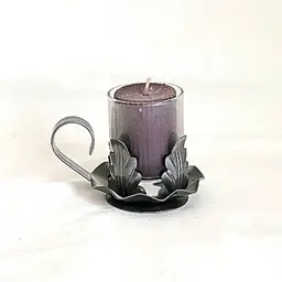 Clear Glass Cup with Ornate Metal Candle Holder