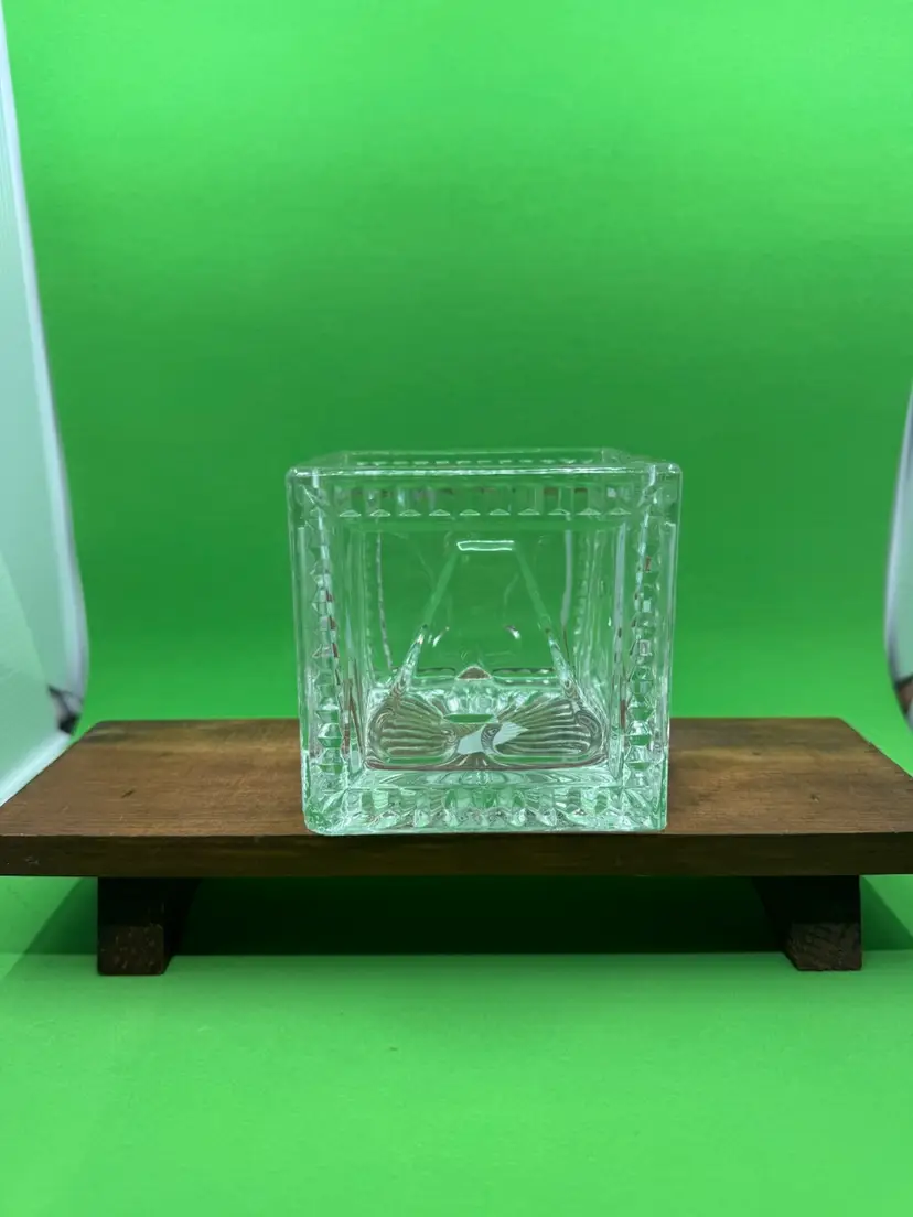 Cut crystal glass cube with BABY - One Letter On Each Side, Chip On One Corner As Pictured