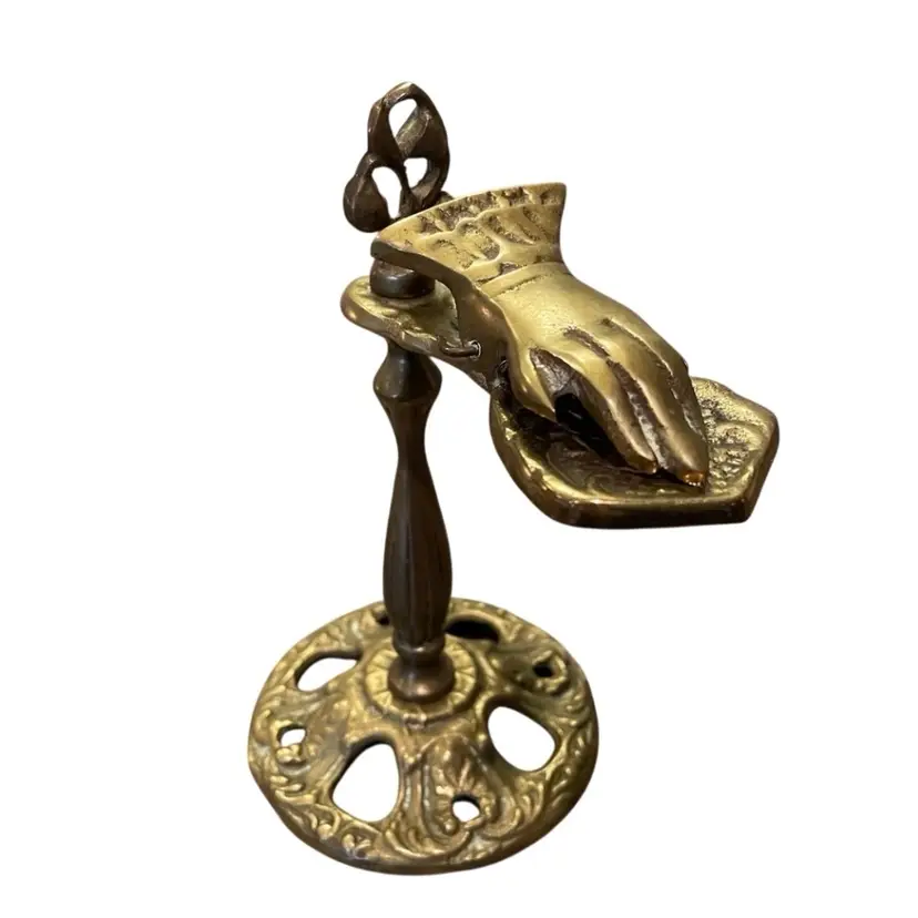 Brass Hand Pedestal Paper Receipt Clip Art Deco Victorian VTG Desk Decor