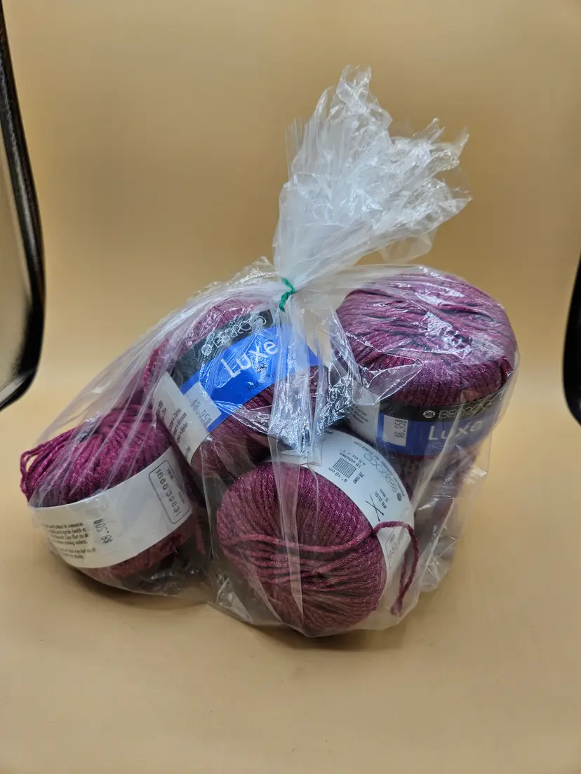 7 Skeins Berroco Cranberry Sparkle Yarn, Italy