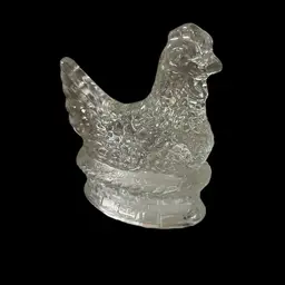 Vintage J H Millstein Clear Glass Hen on Nest Candy Container Chicken 4.5”