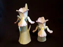 Purple Iris Candlesticks Fitz & Floyd (2 sizes) 7 1/8" & 4 1/2" Tall FF 1985 Vintage
