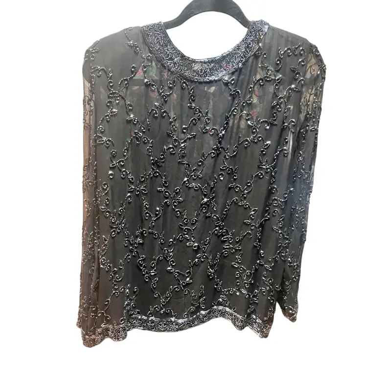 Sheer Heavily Beaded Gorgeous Evening Jacket Size XL